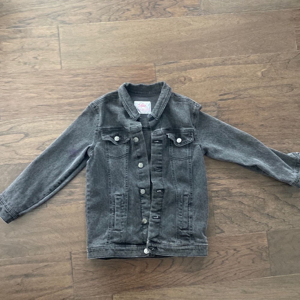 Justice black faded over size Jean jacket